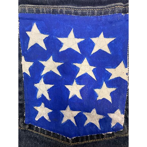 Free Assembly size 12 shorts denim USA stars strips on pockets distressed hem - Picture 5 of 15